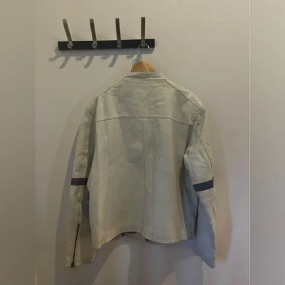 Angelo Litrico beige genuine leather jacket – motorcycle/racing style – XL - Picture 3 of 6